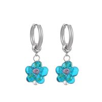 Simple Style Transparent Color Glaze Flower Pendant Earrings sku image 2