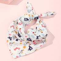 Pet White Rabbit Cloud Flower Print Scarf Saliva Cute Towel sku image 1