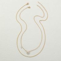 New Fashion Bow Pendant Zircon Clavicle Chain Double Layer Copper Necklace Suit main image 5