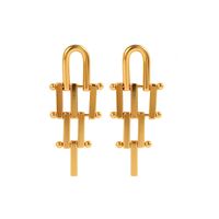 New Plated 14k Real Gold Long Irregular Geometric Copper Earrings sku image 1