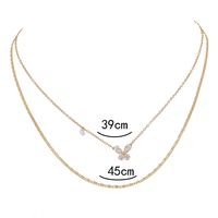 New Fashion Bow Pendant Zircon Clavicle Chain Double Layer Copper Necklace Suit main image 7