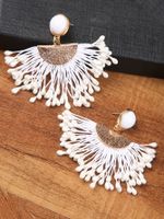 Europe And America Cross Border New Handmade Bead Tassel Earrings Fashion Personality Dried Flower Flower Eardrops Earrings main image 2