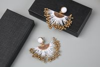 Europe And America Cross Border New Handmade Bead Tassel Earrings Fashion Personality Dried Flower Flower Eardrops Earrings sku image 2