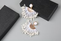 Europe And America Cross Border New Handmade Bead Tassel Earrings Fashion Personality Dried Flower Flower Eardrops Earrings sku image 1