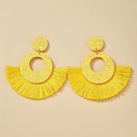 Ethnic Style Inlaid Imitation Opal Tassel Fan-shaped Earrings main image 7