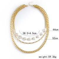 Fashion Elegant Gold Plated White Star Beaded Multi-layer Clavicle Chain Necklace main image 5