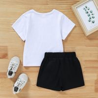Summer Casual Cute Activities Bow Letter Printed Shorts Suit main image 3