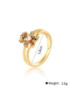 New Fashion Bear Plating 18k Golden Zircon Adjustable Copper Ring main image 4
