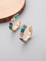 Shining Color Matching Round Ring Earrings Sexy Elegant Color Zircon Earrings All-match South America Ear Rings main image 4