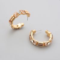 Shining Color Matching Round Ring Earrings Sexy Elegant Color Zircon Earrings All-match South America Ear Rings sku image 1