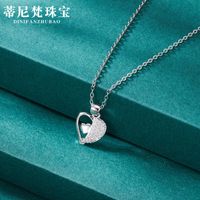 S925 Silver Pendant Fashion Micro-encrusted Zircon Heart Pendant No Chain sku image 2
