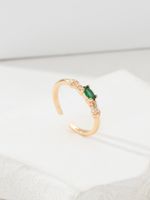 Fashion Simple Geometric Plating 18k Gold Inlaid Zircon Knotted Copper Ring main image 2