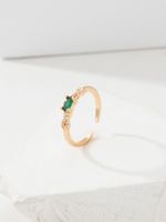 Fashion Simple Geometric Plating 18k Gold Inlaid Zircon Knotted Copper Ring main image 3