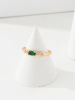 Fashion Simple Geometric Plating 18k Gold Inlaid Zircon Knotted Copper Ring main image 4