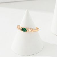Fashion Simple Geometric Plating 18k Gold Inlaid Zircon Knotted Copper Ring sku image 1