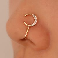 New Style Moon Copper Inlaid Zircon U-shaped Adjustable Nose Ring Nose Clip main image 4