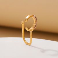 Nuevo Estilo Luna Cobre Incrustaciones Zirconio En Forma De U Anillo De Nariz Ajustable Clip De Nariz main image 2