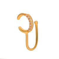 New Style Moon Copper Inlaid Zircon U-shaped Adjustable Nose Ring Nose Clip sku image 2