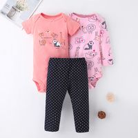 Baby Tier Print Romper Schwarz Dot Print Hosen Drei-stück Anzug main image 2