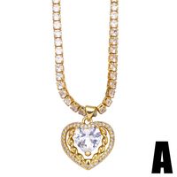 New Simple Necklace Fashion Heart-shaped Hollow Zircon Pendant Necklace sku image 2