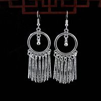 Retro Ethnic Style Miao Silver Bright Earrings With Pendant main image 2