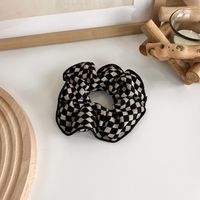 Korean Version Checkerboard Black And White Large Intestine Hair Circle Holiday Style Temperament Sponge Hairband sku image 4