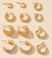 Fashion Metal C-shaped Small Earrings 3 Pairs Set sku image 3