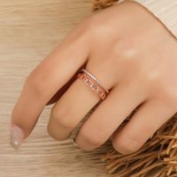 Fashion Elegant Double-layer Rhinestone Inlaid Copper Open Adjustable Ring main image 4