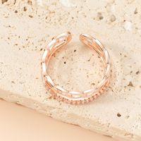 Fashion Elegant Double-layer Rhinestone Inlaid Copper Open Adjustable Ring main image 3