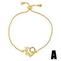 Nihaojewelry Wholesale Jewelry Letter Heart-shaped Colored Zircon Adjustable Pull Bracelet sku image 2