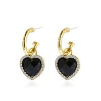 Wholesale Jewelry Black Heart Pendant Earrings Nihaojewelry sku image 2