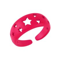 Wholesale Jewelry Simple Candy Color Hollow Five-pointed Star Copper Ring Nihaojewelry sku image 10