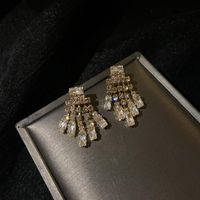 Mode Quaste Eingelegter Kristall Diamant Künstlicher Kristall Strass Strasssteine Ohrringe main image 3