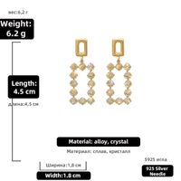 Wholesale Jewelry Hollow Rectangular Crystal Pendant Earrings Nihaojewelry sku image 3