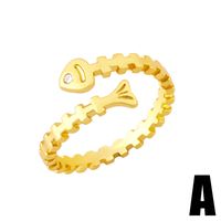 European And American New Thread Ring Creative Personality Gold Plated Fishbone Key Lock Ins Internet-famous And Vintage Ring Rim36 sku image 3