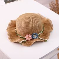 Children's Seaside Beach Solid Color Flower Sun Hat main image 3