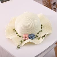 Children's Seaside Beach Solid Color Flower Sun Hat main image 5