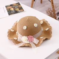 Summer Baby Daisy Flower Sticker Bow Ribbon Sun Hat main image 3