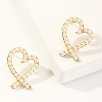 Fashion Heart-shape Pearl Letter Earrings sku image 4