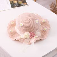 Summer Baby Daisy Flower Sticker Bow Ribbon Sun Hat sku image 5