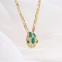 New Style Copper Plating 18k Gold Zircon Drop Oil Snake Pendant Necklace main image 2
