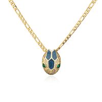 New Style Copper Plating 18k Gold Zircon Drop Oil Snake Pendant Necklace sku image 2
