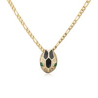 New Style Copper Plating 18k Gold Zircon Drop Oil Snake Pendant Necklace sku image 3