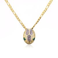 New Style Copper Plating 18k Gold Zircon Drop Oil Snake Pendant Necklace sku image 5
