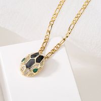 New Style Copper Plating 18k Gold Zircon Drop Oil Snake Pendant Necklace main image 4