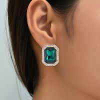 Fashion Geometric Alloy Inlay Gem Rhinestone Earrings sku image 1