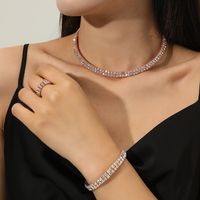 Fashion Elegant Claw Chain Welding Rhinestone Ear Studs Bracelet Necklace Ring Set main image 4