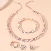 Fashion Elegant Claw Chain Welding Rhinestone Ear Studs Bracelet Necklace Ring Set main image 2