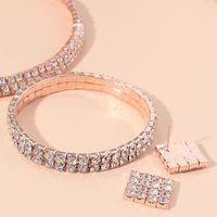 Fashion Elegant Claw Chain Welding Rhinestone Ear Studs Bracelet Necklace Ring Set main image 3