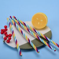 Fashion Creative Rainbow Striped Plastic Recycling Straw sku image 1